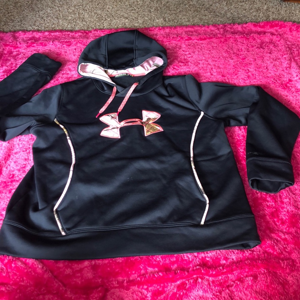 Women’s 2XL hooded sweatshirt black w/pink cameo